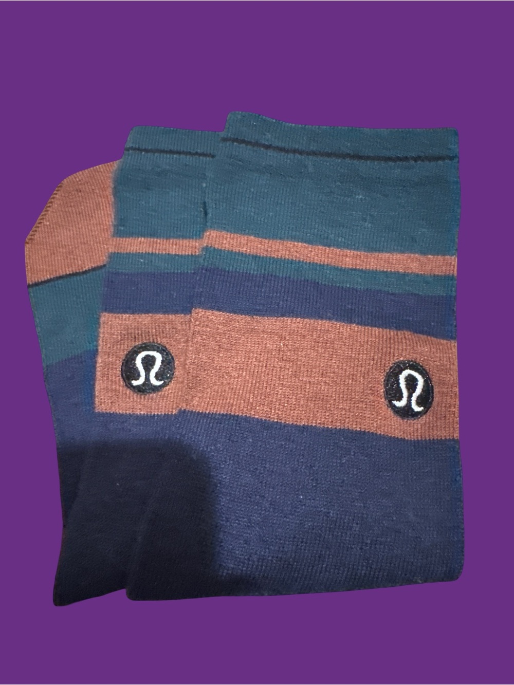lululemon athletica Striped Casual Crew Socks in Teal, Rust & Navy